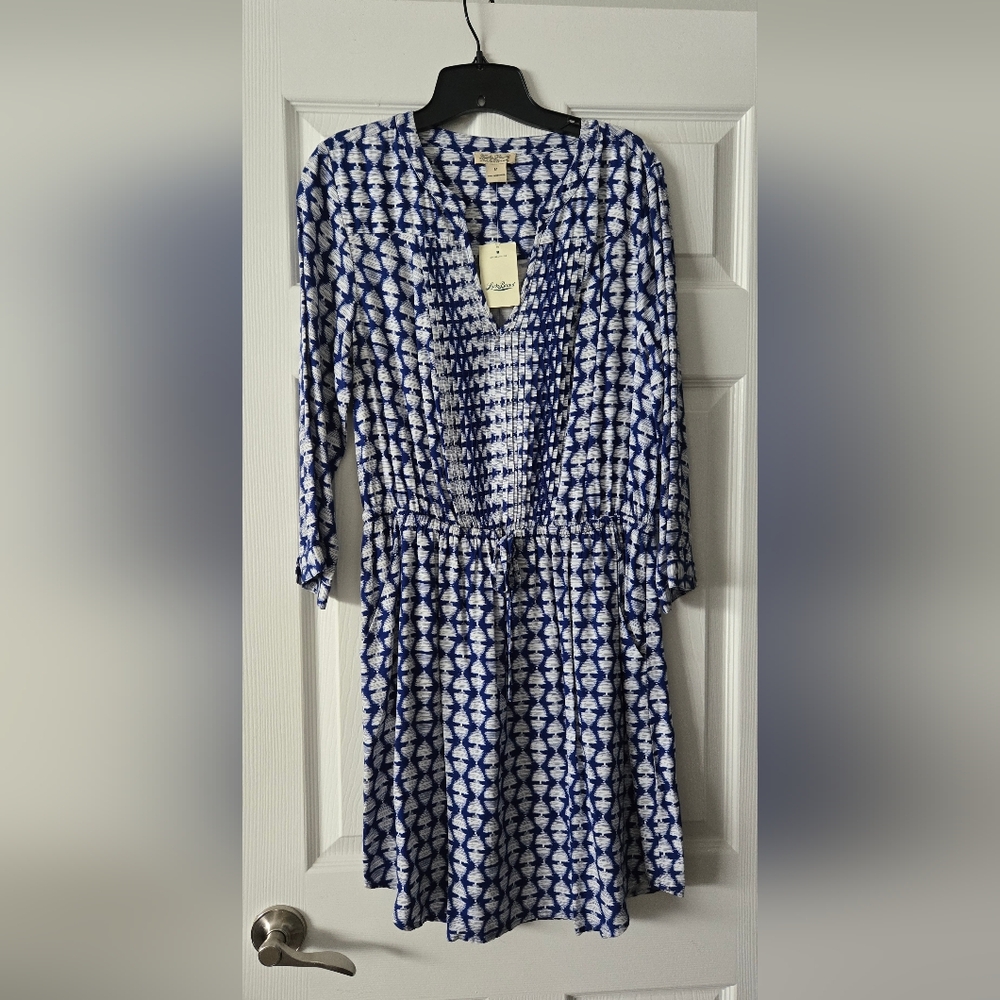 NWT Lucky Brand "Live In Love' Blue Dress Size Medium